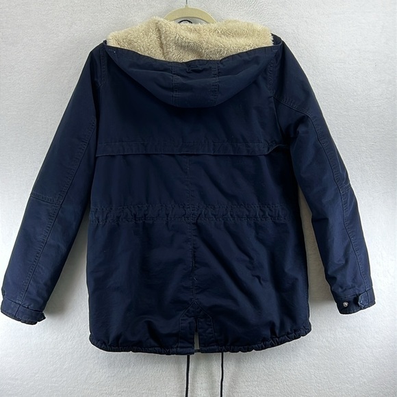 Divided by H & M Women’s Jacket / Coat Size 4 Navy Blue Faux Fur Lining - Picture 7 of 14